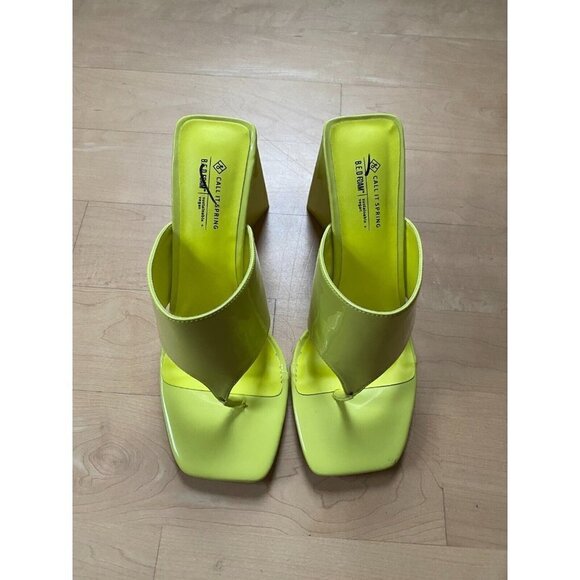 CALL It Spring "Sorayaa" Thong Sandals BNWT Heels Women New Yellow - Picture 2 of 7